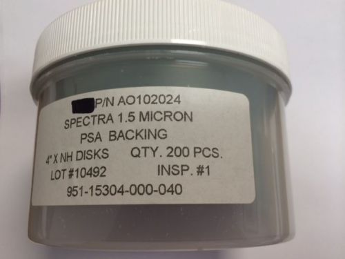 200pcs Spectra 1.5 Micron Lapping Film PSA BACKING 4&#034; x NH DISK AO102024