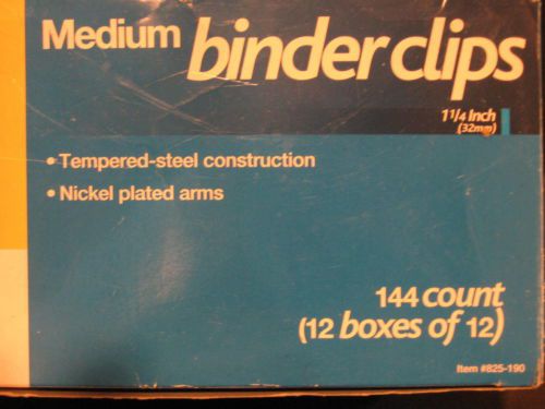 Office Depot Medium Binder Clips 12 Box&#039;s of 12, 144 Count 1 1/4&#034; (32mm)