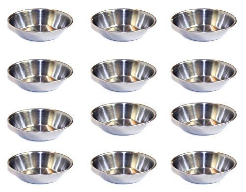 Pack of 12 Stainless Steel Portion Cups, Condiment Sauce Cups, Ramekins, Dipping