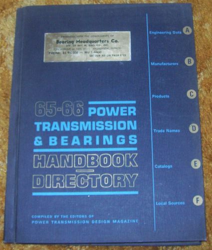 1965-66 Power Transmission &amp; Bearings Handbook Directory Vintage Book