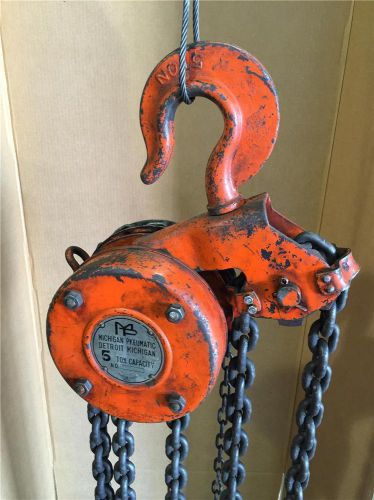 Heavy duty 5 ton mpt michigan pneumatic 20ft chain fall hoist puller 009160 for sale