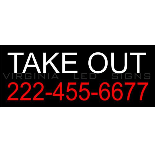 Take out with phone number led sign neon looking 30&#034;x12&#034; high quality for sale