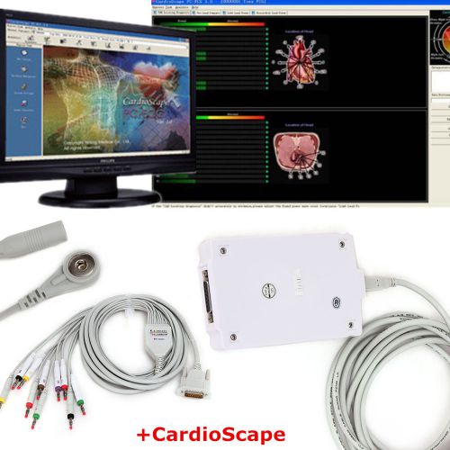 New 12-lead recording PC-ECG Wokstation Software Kit Holter Electrocardio USB CE