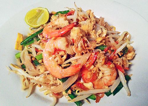 Thai Famous Cuisine Stir Fried Rice Noodle With Egg&amp;Prawns Recipe Free Shipping