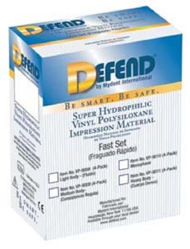 DEFEND BITE VPS IMPRESSION MATERIAL FAST SET 2 X 50ML CARTRIDGES + 6 MIXING TIPS