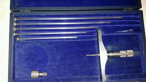 Brown and sharpe 607 depth micrometer w/6 rods for sale