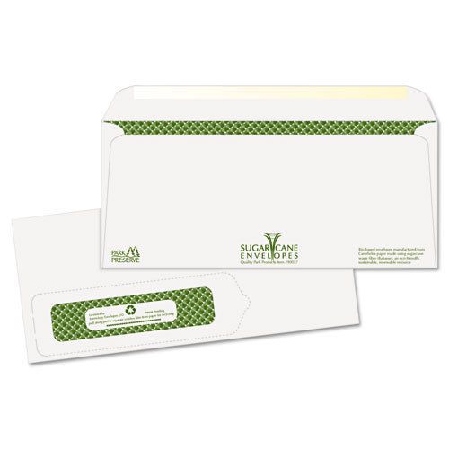 Bagasse Sugarcane Tinted Window Envelopes, #10, 500/Box