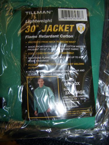 Tillman Lightweight 30&#034; Jacket 3X-Large Green Flame Retardant Cotton 6230-3X New