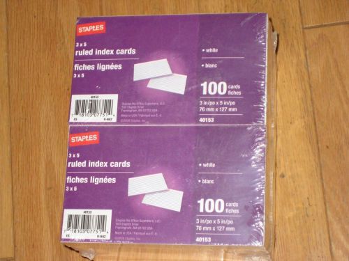 Lot of 10 Ruled Index Card 3x5 White 40153 Homeschool Office Teach Staples Brand