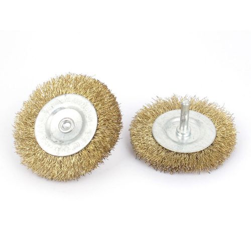 2Pcs 6mm Shank 75mm Dia Crimped Steel Wire Wheel Polishing Brushes 33mm Long