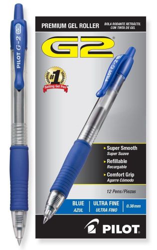 Pilot G2 Retractable Premium Gel Ink Roller Ball Pens Ultra Fine Point Blue I...