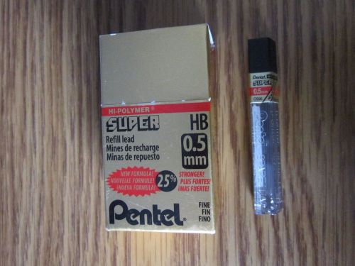 NOS Box of 10 Tubes Pentel C505-HB 0.5mm Super Hi-Polymer Refill Lead