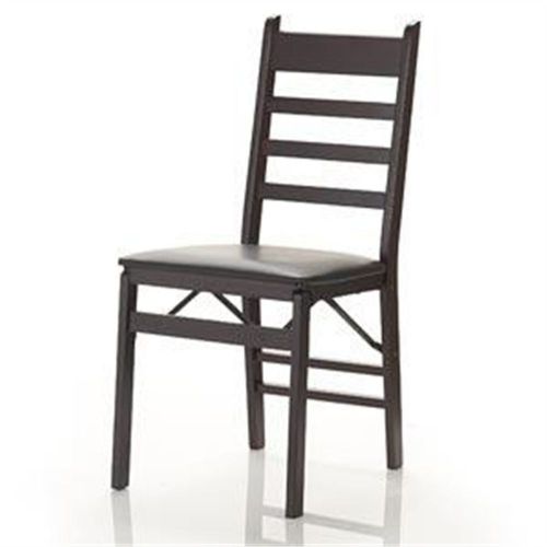 Cosco 2-Pack Wood Folding Chair with Vinyl Seat and Ladder Back, Espresso