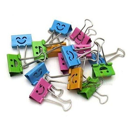CP-nine Smiling Binder Clips ,19mm ,Assorted Colors ,40 Clips per Tub (8487)