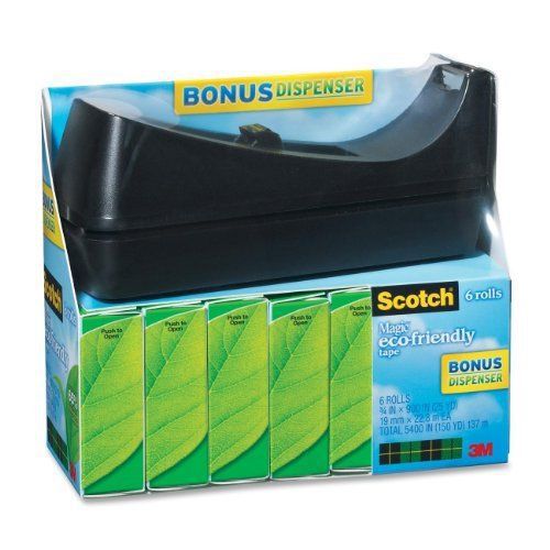 Scotch magic greener tape with c38 desktop dispenser, 3/4 x 900 inches, boxed, 6 for sale