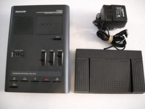 Olympus Pearlcorder T1000 Microcasette Transcriber with Pedal and AC Adapter
