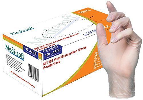 Medi-soft ME304-XL-CS Vinyl Medical Grade Examination Glove, 5.5 mil - 6 mil,