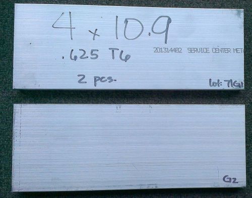 Lot 71G  2 Pcs  5/8 Aluminum Plate 4x10.9 Plate Bar 6061 T6 .625 5/8” Thk