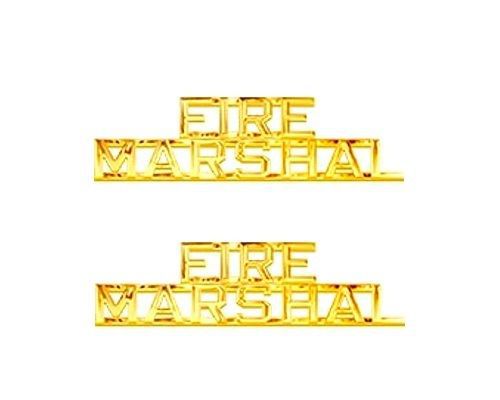 Fire marshal collar pin set gold cut out letters fire dept police rank 2224 new for sale