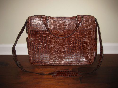 Franklin Covey Genuine Leather Embossed Briefcase - Used Once - Nice !!!