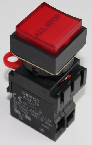 Omron a22 series square red illuminated push button 1no a22l-cr-24a-10m usg for sale