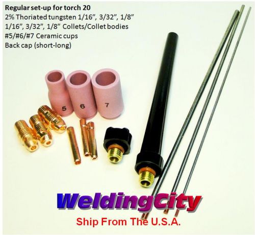Accessory Kit AK4 Collet-Cup-Cap-Tungsten 1/16&#034;~1/8&#034; TIG Torch 20 (U.S. Seller)