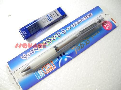 Uni-Ball Alpha Gel Slim Mechanical Pencil + 40 pencil leads, White
