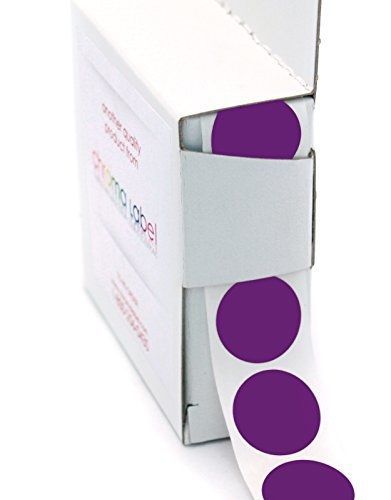0.75 inch Purple Colored Dot Stickers for Labeling | Permanent Adhesive -