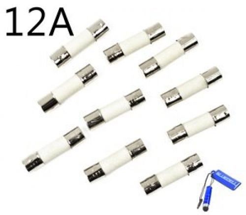 BCP Bluecell pack of 10 pcs T12a 12A 250V Ceramic Fuses 5 x 20 mm (12amp)