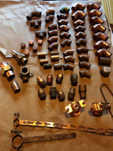 Lot Of 60 VARIOUS FITTINGS 3/4&#034; 1/2&#034; Copper. With Some Brass