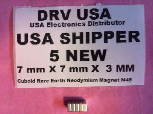 5 pcs new 7 mm x 7 mm x  3 mm  cuboid rare earth neodymium magnet n45 usa ship for sale