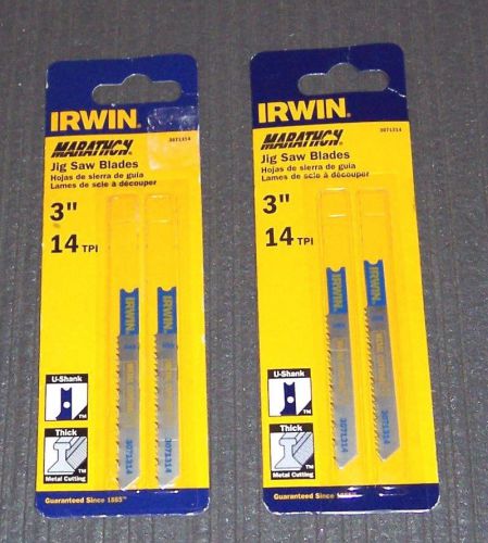 2 ea. 2 Pack (4 Blades) Irwin  3071314 U Shank 3&#034; 14 TPI Bi-Metal Jig Saw Blades