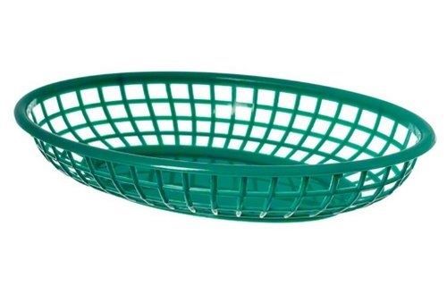 New Plastic Oval Fast Food Basket 5-3/4-inch Green Case Of 12 Plastic