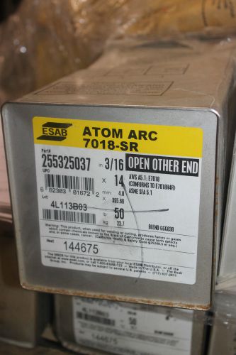 50 lbs: esab atom arc 7018-sr 3/16&#034; part no. 255325037 14&#034; for sale