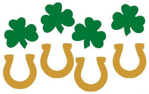 Lucky Gold Horseshoe &amp; Green Clover Shamrock Bicycle Reflective Stickers Decals