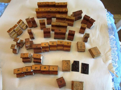BOX OF OLD WOODEN PRINTING BLOCKS w/ SOME CARTOON CHARACTERS