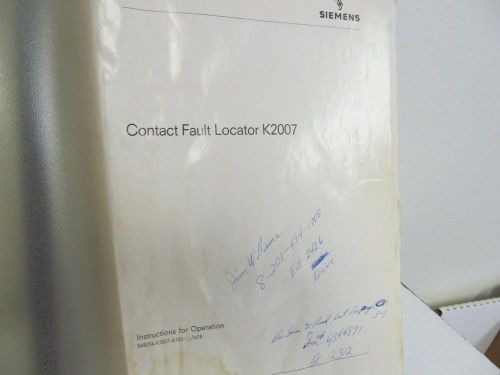Siemens K2007 Contact Fault Locator Operation Manual w/schematics