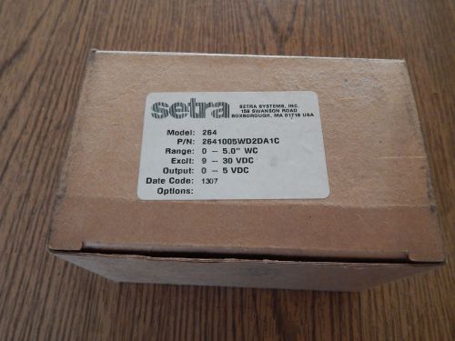 Setra # 264 0-5.0 WC  Differential Pressure Transducer NOS 2641005WD2DA1C