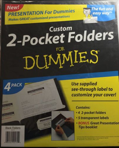 Custom 2-Pocket Folders For DUMMIES! NEW/SEALED! 4 Pack (BLACK)