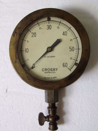 Antique Brass Crosby Steam Gauge Boston U.S.A. steampunk