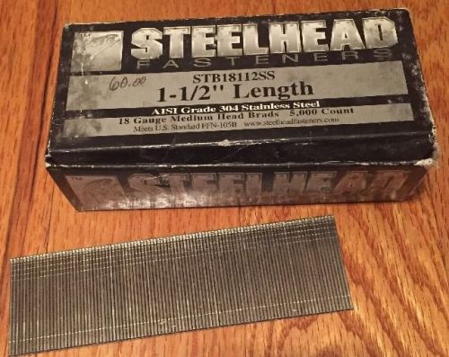Steelhead Fasteners STB18112SS 18GA Brad Nail 1-1/2&#034; Stainless Steel 5000 count