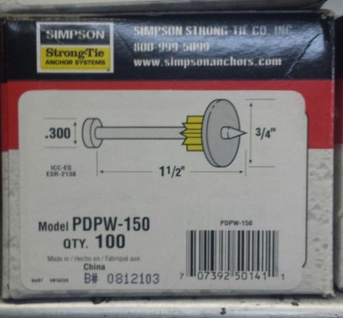 Simpson Strong-Tie PDPW-150 1-1/2&#034; LV pin with 3/4&#034; metal washer (100)