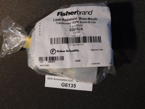FISHERBRAND 028962A Leak-Resistant Wide-Mouth Translucent HDPE Bottle &amp; Cap, 1oz