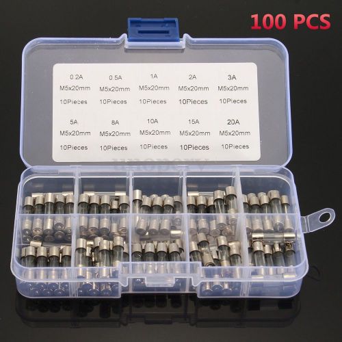 100pcs 5x20mm quick blow glass tube fuse assorted kits fast action glass fuses for sale