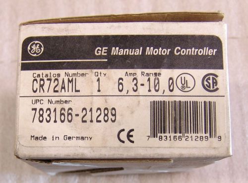 manual motor controller GE cr72aml 6.3-10amp unused