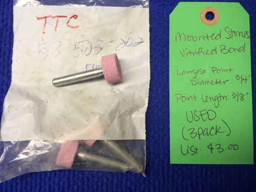 Mounted Stones- Vitrified Bond (3 pack)Point Dia: 3/4&#034;, Point Length: 3/8&#034;