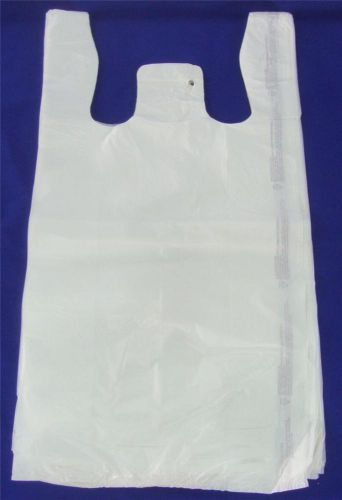 200 Qty. White Plastic T-Shirt Retail Shopping Bags with Handles 11.5&#034; x 6&#034; x21&#034;