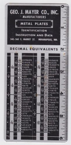 Metal Plates Identification Instruction &amp; Data Chart GEO. J. Mayer *Free Ship*