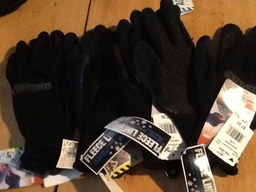 4 pairs new large fleece lined winter gloves sure grip rubber palm dexterity