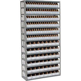 Open Bin Shelving W/13 Shelves &amp; 144 White Bins, 36x12x73